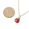 Enamel Apple Pendant Necklace with Golden Brass Cable Chains for Teachers' Day NJEW-TA00047-5