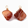 Natural Red Agate Pendants G-N332-50-03-2