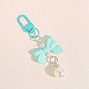 Macaron Color Plastic Bowknot and Round Pendant Keychain PW-WG57865-06-1