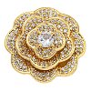 Rack Plating Brass Pave Clear Cubic Zirconia Flower Multi-Strand Links KK-Z063-16G-1