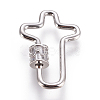 Brass Micro Pave Cubic Zirconia Screw Carabiner Lock Charms ZIRC-F105-05P-1