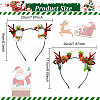 ANATTASOUL 2Pcs 2 Style Christmas Theme Antler Cloth & Iron Alligator Hair Bands MRMJ-AN0001-01-2