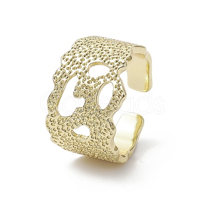 Rack Plating Brass Open Cuff Ring RJEW-K257-50G-1