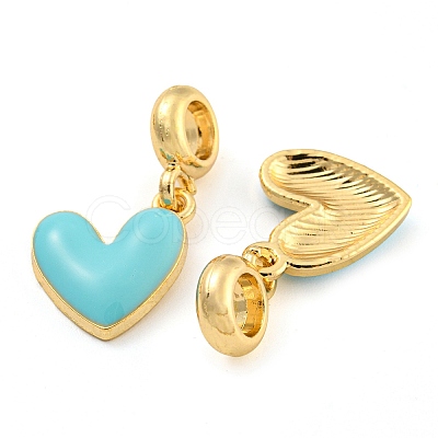 Rack Plating Alloy Enamel Heart European Dangle Charms FIND-B034-20G-05-1