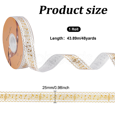 Single Face Hot Stamping Polyester Satin Ribbon SRIB-WH0001-02A-1