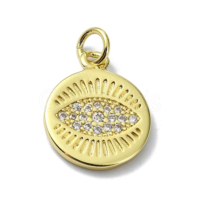 Eye Theme Brass Micro Pave Cubic Zirconia Pendants KK-H475-58G-01-1