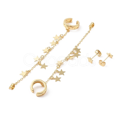 Rack Plating Brass Cuff Earrings for Women EJEW-G394-07C-G-1