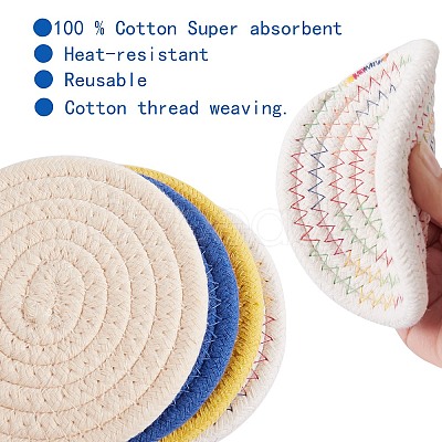 8Pcs 8 Colors Cotton Thread Weave Hot Pot Holders DIY-SZ0003-67-1