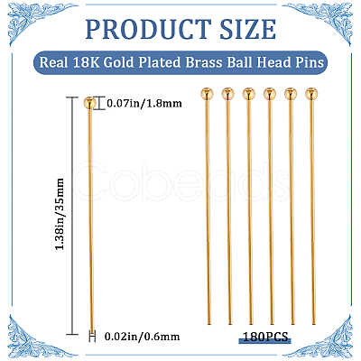 CREATCABIN 180Pcs Brass Ball Head Pins KK-CN0002-99-1