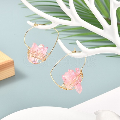 Electroplated Natural Quartz Wire Wrapped Earrings for Girl Women EJEW-JE04646-01-1