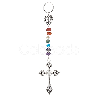 Tibetan Style Alloy Keychains KEYC-JKC00552-01-1