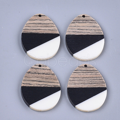 Tri-color Resin & Walnut Wood Pendants X-RESI-S358-73B-1