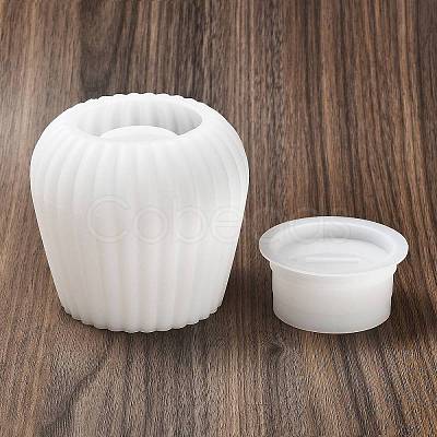 DIY Striped Round Candle Cup with Lid Silicone Molds DIY-G094-06B-1