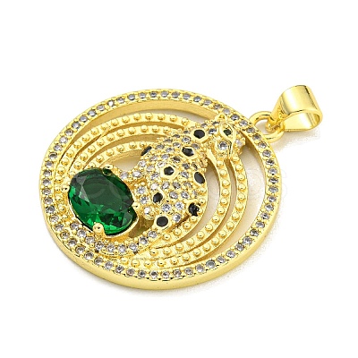 Brass Micro Pave Cubic Zirconia Pendants KK-K354-17G-1