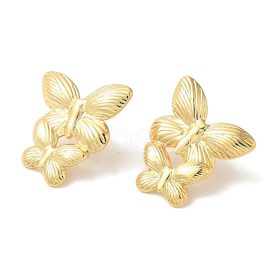 Rack Plating Butterfly Brass Stud Earrings EJEW-B062-36G-1