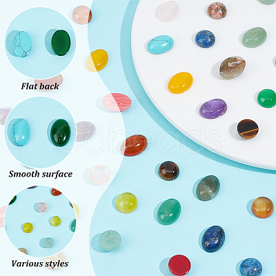 HOBBIESAY 40Pcs 20 Styles Mixed Gemstone Cabochons G-HY0001-54-1