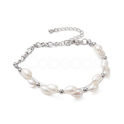 Natural Cultured Freshwater Pearl Bracelets BJEW-JB10387-1