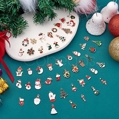 50Pcs Christmas Alloy Enamel Pendants JX265A-1