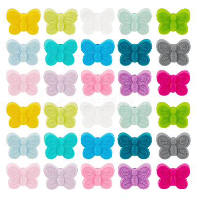 PandaHall Elite 30Pcs 15 Colors Food Grade Eco-Friendly Silicone Beads SIL-PH0001-14-1