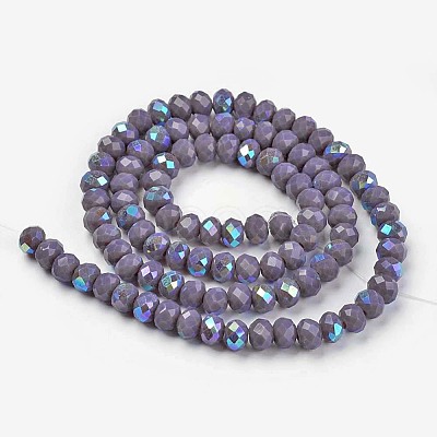 Electroplate Opaque Solid Color Glass Beads Strands EGLA-A034-P4mm-L10-1