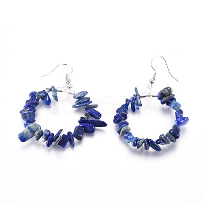 Natural Dyed Lapis Lazuli Dangle Earrings EJEW-E255-D03-1