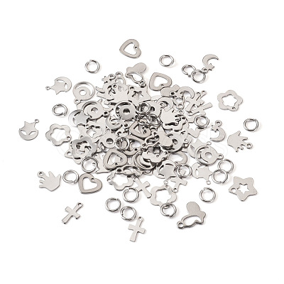 PandaHall Jewelry 90Pcs 9 Style 304 Stainless Steel Charms STAS-PJ0001-41-1