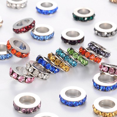 Brass Rhinestone Spacer Beads RB-H253-10x3mm-M-1