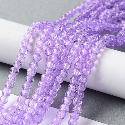 Spray Painted Crackle Glass Beads Strands CCG-Q002-4mm-04-1