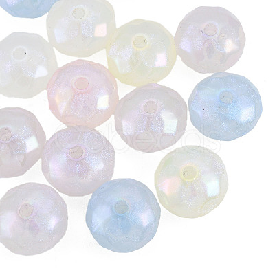 Rainbow Iridescent Plating Acrylic Beads OACR-N010-080-1