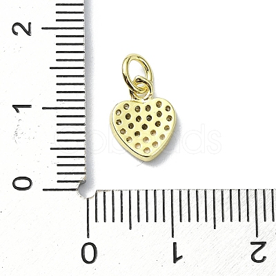 Heart Theme Brass Micro Pave Cubic Zirconia Charms KK-H475-56G-03-1