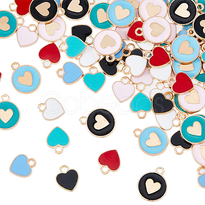 HOBBIESAY 80Pcs 10 Style Alloy Enamel Pendants ENAM-HY0001-04-1