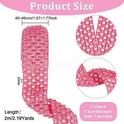 BENECREAT 14M 7 Style Pink Series Elastic Crochet Headband Ribbon OCOR-BC0005-35-1