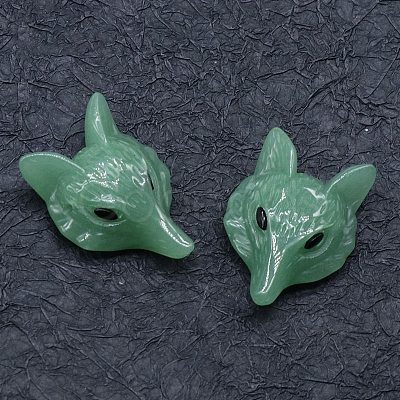 Natural Green Aventurine Carved Healing Fox Head Figurines PW-WG84728-01-1