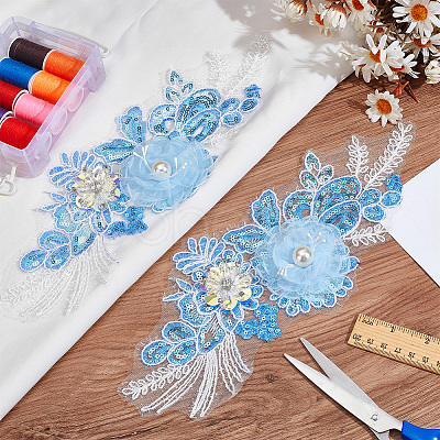 3D Flower Pattern Polyester Embroidered Lace Appliques DIY-WH0530-91-1