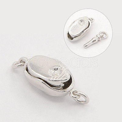 Anti-Tarnish Jewelry Necklace Clasps Rhodium Plated 925 Sterling Silver Box Clasps STER-M019-07S-1