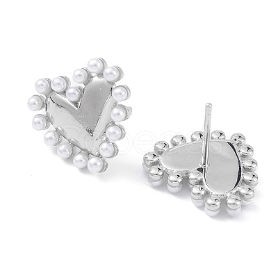 Heart Rack Plating Brass Stud Earrings for Women EJEW-K245-13P-1