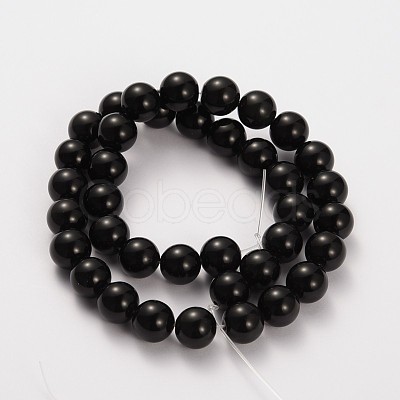 Natural Gemstone Obsidian Round Beads Strands X-G-O030-6mm-08-1