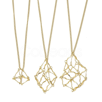 3Pcs 3 Sizes Stainless Steel Macrame Pouch Empty Stone Holder for Necklace Makings NJEW-JN04822-1