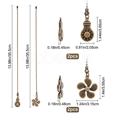 Tibetan Style Alloy Ceiling Fan Pull Chain Extenders AJEW-WH0367-20AB-1