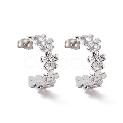 Non-Tarnish 304 Stainless Steel Flower Wrap Stud Earrings EJEW-G326-03P-1