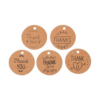 100Pcs Kraft Paper Thank You Printed Gift Tags CDIS-H007-06-1