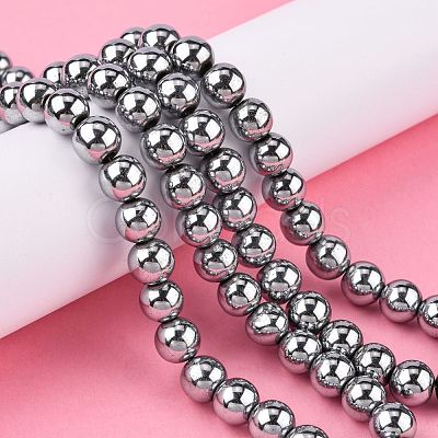 1Strand Grade A Non-Magnetic Synthetic Hematite Beads Strands X-G-S096-10mm-3-1