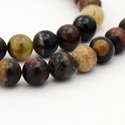 Natural Chinese Writing Stone Round Bead Strands G-P010-12-12mm-1