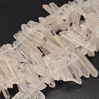 Nuggets Frosted Natural Quartz Crystal Bead Strands G-F289-25-1