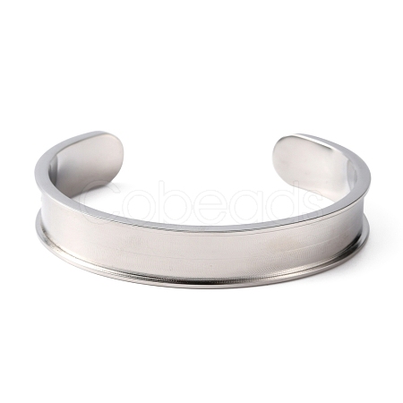 Stainless Steel Grooved Bangles DIY-WH0304-370P-1