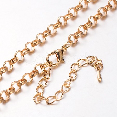 Iron Rolo Chain Necklace Making MAK-J004-03KCG-1