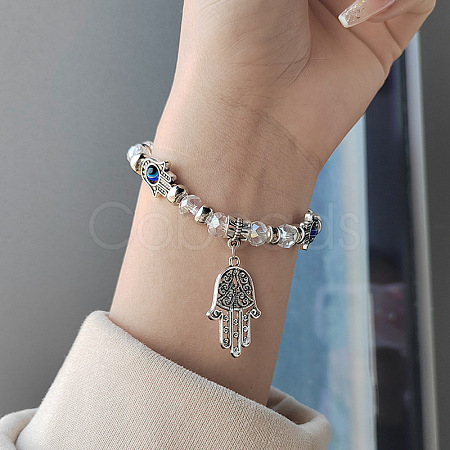 Alloy Turkiye Hamsa Hand Pendant Bracelets XI4763-3-1