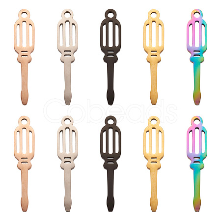 Biyun 10Pcs 5 Colors 304 Stainless Steel Pendants FIND-BY0001-02-1