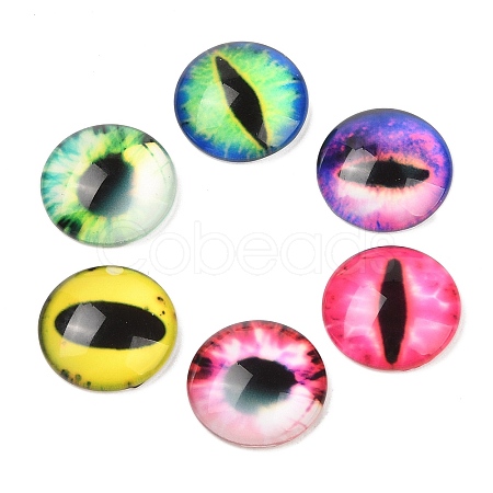 Half Round/Dome Dragon Eye Printed Glass Cabochons GGLA-A002-20mm-AB-1