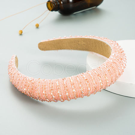 Bling Bling Glass Beaded Hairband OHAR-PW0007-26X-1